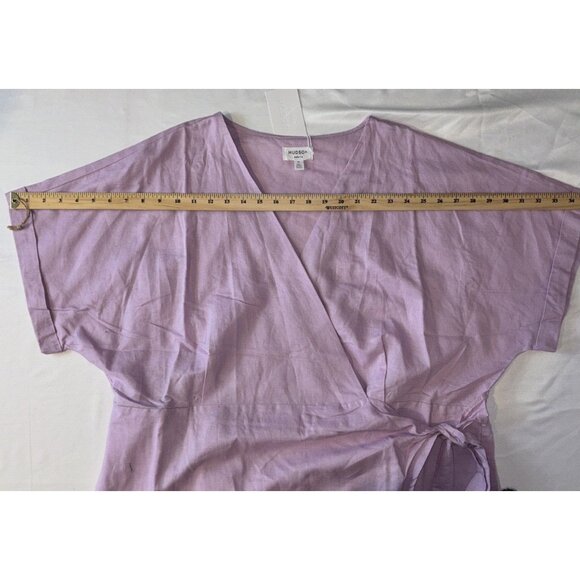 NWT Hudson North Rose Pink Linen Blend Belted Wrap Summer Dress Pockets Sz 3XL - Picture 9 of 16